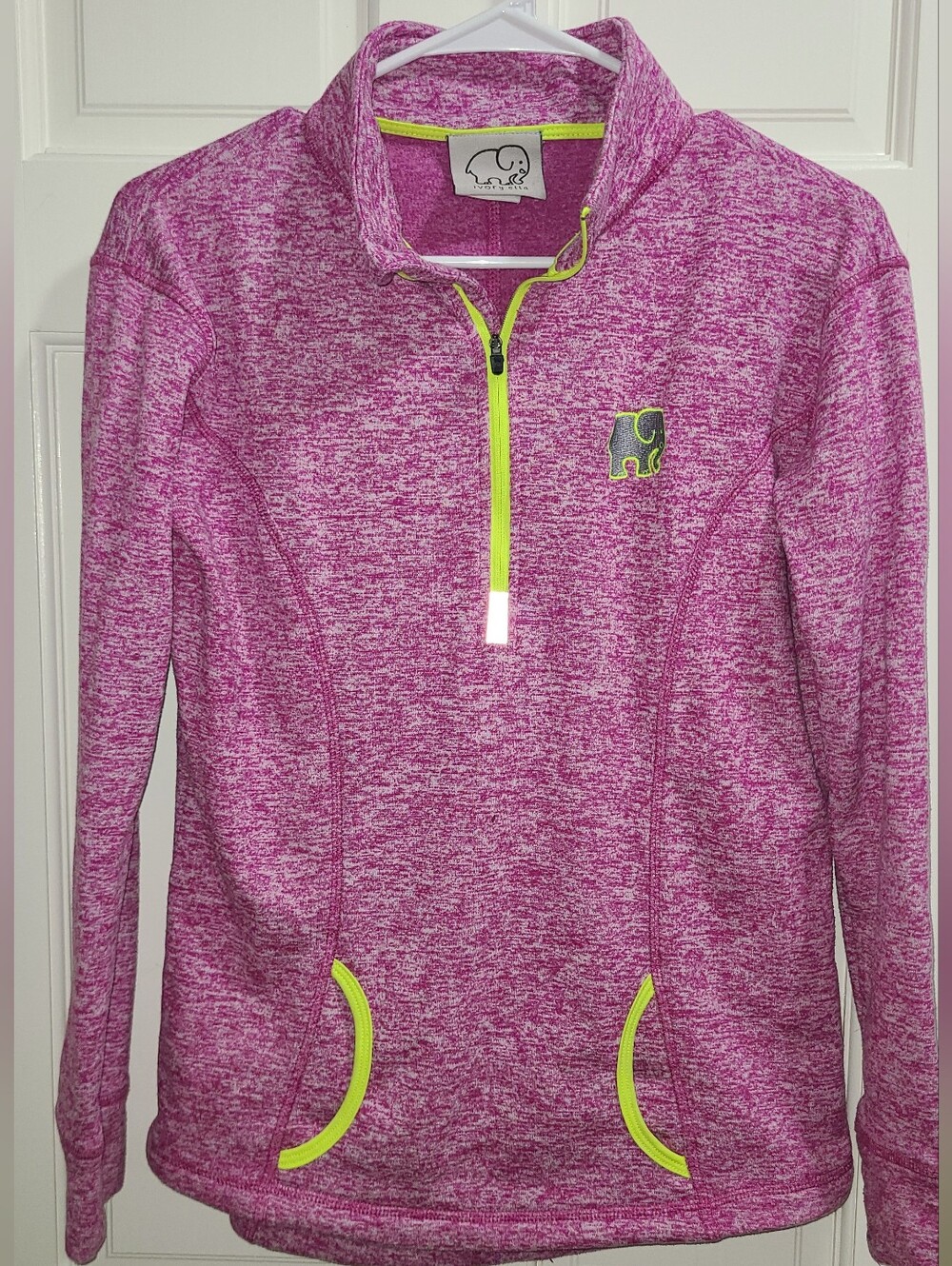 ivory ella Pink Heather Quarter-Zip Pullover with Neon Trim
